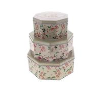 Lettuce Eat® 3 X Pink Floral Design Cake Biscuit haberdashery Storage Tins