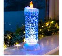 Lettuce Eat® Christmas Light Up LED Glitter Candle Colour Changing Water Spinner Decoration Battery/USB H24cm