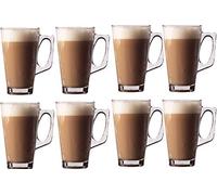 LETTUCE EAT ® Set of 8 Latte Glasses Tea Coffee Cappuccino Glass Cups Hot Drink Mugs - 240ml