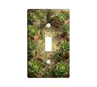 Lettuce Kitchen Single Light Switch Cover Plate, Natural Rustic Ivy Wooden Crates Spring Green Plastic Standard Size Toggle Light Switch Cover for Living Room Bedroom Home Office Decor (Single)