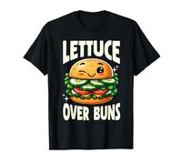 Lettuce Over Buns Funny Vegetarian Vegan Burger Pun T-Shirt