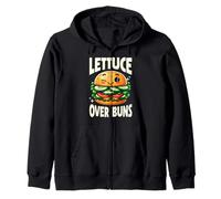 Lettuce Over Buns Funny Vegetarian Vegan Burger Pun Zip Hoodie