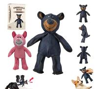 Lettuce Pets Dog Toys, 2025 New Esslvyshop-Bear for Heavy Chewers, Unbreakable Bear Dog Toy, Interactive Tough Chew Dog Toys Chewers, Resistant Squeaky Dog Toy (Black+Pink)