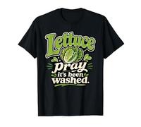Lettuce Pray It's Been Washed Cyclospora Funny Value Graphic T-Shirt, Men, Black, L