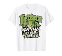 Lettuce Pray It's Been Washed Cyclospora Funny Value Graphic T-Shirt, Men, White, S