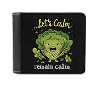 Lettuce Remain Calm Cute Vegetable Funny Wallet for Men RFID Blocking Bifold Wallet Soft Billfold with Card Slots Custom Gifts