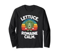 Lettuce Romaine Calm Funny Vegetable Pun Humor Design Long Sleeve T-Shirt