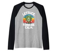 Lettuce Romaine Calm Funny Vegetable Pun Humor Design Raglan Baseball Tee