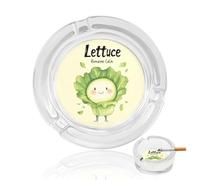 Lettuce Romaine Calm Round Glass Ashtray for Smokers Clear Cigar Cigarettes Ash Tray Indoor Outdoor