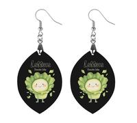 Lettuce Romaine Calm Wooden Earrings Pendant Fashion Boho Charms for Women Round Drop Jewelry Gift Apricot Shaped