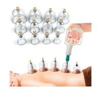 LETURE HIJAMA Bio Magnetic Traditional Therapy Cupping Set - 12 Cups Household Pull Out Vacuum Kit - Chinese Body Professional Massager Medical Suction Acupuncture, Transparent