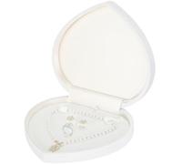 LETURE Large Jewelry Set Gift Box, Heart-Shaped Velvet Necklace Ring Earring Pearl Storage Organizer Holder Box (WHITE)