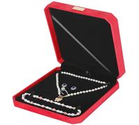 LETURE Large Jewelry Set Gift Box, Velvet Octagonal Necklace Ring Earring Pearl Storage Holder Boxes for Wedding Anniversary,Big Pendant Necklaces Organizer Display Case for Women Girl (Red)