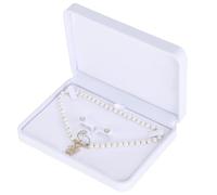 LETURE Large Velvet Jewelry Set Box, Big Necklace and Ring Earring Pendant Gift Box, Pearl/Chunky Necklace Jewelry Storage Case (White)