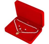 LETURE Large Velvet Jewelry Set Box, Big Necklace and Ring Earring Pendant Gift Box, Pearl Necklace/Chunky Necklace Jewelry Storage Case (Wine Red)