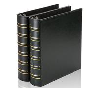 LETVPVOW 2 Pcs Vintage Hardback 3 Ring Binder 1.5 Inch, Professional Leather Binder 3 Ring, Three Ring Binders Fits 8.5 x 11, D Ring Binders for Home, School and Office- (1 Black and 1 Dark Green)