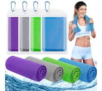 Leuceiy 4 Pack Cooling Towels (40"x12"), Cooling Towels for Neck and Face, Gym Towel for Working Out, Soft Breathable Microfiber Ice Towel for Yoga Sport Running Golf
