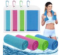 Leuceiy Cooling Towels for Neck and Face(40"×12"),Microfiber Soft Breathable Chilly Towel 4 Pack, Ice Towel for Yoga, Sports, Gym, Running, Workout, Camping, Fitness, Golf, Hiking, Travel