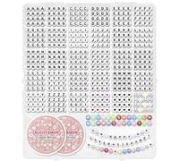 LEUCHTAMOR 1570Pcs Alphabet Beads Kit 4x7mm Colourful Round Letter Number Beads with 2 Elastic Strings 31 Styles for DIY Bracelets Name Bead Personalised Gifts