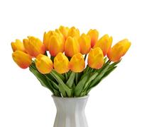 LEUCHTAMOR 20pcs Tulip Artificial Flowers Orange Faux Flower Tulip Bouquets Tulip Latex Material for Wedding Office Garden and Home Decoration