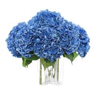 LEUCHTAMOR 3pcs Artificial Hydrangea Flowers Royal Blue Real Touch Hydrangea Flower Bouquet Fake Hydrangeas for Wedding Parties Party Office Home Decor