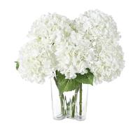 LEUCHTAMOR 3pcs Artificial Hydrangea Flowers White Real Touch Hydrangea Flower Bouquet Fake Hydrangeas for Wedding Parties Party Office Home Decor