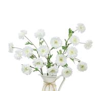 LEUCHTAMOR 6Pcs Artificial Gerbera Daisies, White Realistic Silk Fake Daisy Flowers, Long Stem Artificial Flowers for Home Garden Wedding Party Centerpiece Indoor Outdoor Decoration