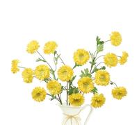 LEUCHTAMOR 6Pcs Artificial Gerbera Daisies, Yellow Realistic Silk Fake Daisy Flowers, Long Stem Artificial Flowers for Home Garden Wedding Party Centerpiece Indoor Outdoor Decoration