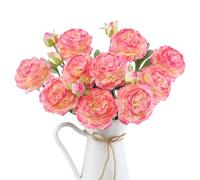 LEUCHTAMOR 6PCS Artificial Peonies Flowers Rose Pink Fake Peonies Flowers 18Heads Silk Bouquets for Spring Wedding Party Table Centrepieces Arrangement Home Kitchen Decor