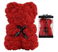 LEUCHTAMOR Rose Bear Red Teddy Bear Valentines Gifts for Her Rose Flower Anniversary with Gift Box Wedding Birthday Mothers Day for Women Mom Wife Girlfriend
