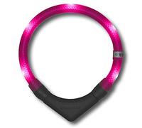 LEUCHTIE® Plus LED Light Collar for dogs. Hot Pink size 42.5cm I approx 100 hours battery life I runs on AAA batteries I waterproof and extremely bright