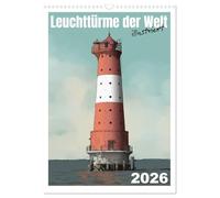 Leuchttürme der Welt - Illustrated (Wall Calendar 2026 DIN A3 Portrait), CALVENDO Monthly Calendar