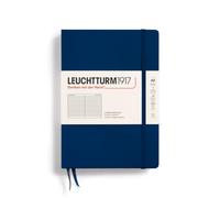 Leuchtturm 145mm x 210mm A5 Medium Lined Notebook - Navy | 251 numbered pages, thread-bound, opens flat, acid-free, 2 ribbon bookmarks, expandable pocket