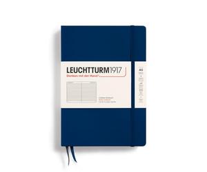 Leuchtturm 145mm x 210mm A5 Medium Lined Notebook - Navy | 251 numbered pages, thread-bound, opens flat, acid-free, 2 ribbon bookmarks, expandable pocket