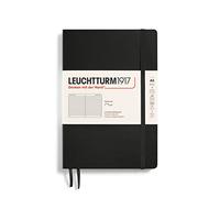 Leuchtturm 145mm x 210mm A5 Medium Soft Cover Lined Notebook - Black | 123 numbered pages, table of contents, thread-bound, opens flat, 2 ribbon bookmarks, expandable pocket