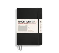 Leuchtturm 145mm x 210mm A5 Medium Soft Cover Squared Notebook - Black | 123 numbered pages, table of contents, thread-bound, opens flat, 2 ribbon bookmarks, expandable pocket