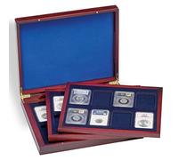 Leuchtturm 309278 Volterra DE Luxe Coin Case - 24 square slots for slabs/rectangular coin capsules - 3 inserts