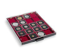 Leuchtturm 310511 MB Coin Box 50 x 50 mm - Square compartments for coin frames US 2x2 Holder, Quadrum coin capsule - smoke-coloured