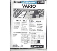 Leuchtturm 311049 plastic pockets VARIO, 2-way division, black film, Pack of 5