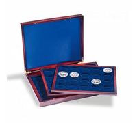 Leuchtturm 318214 Volterra coin case - 60 silver investment coins in coin capsules - 1 oz - 3 inserts - mahogany colour