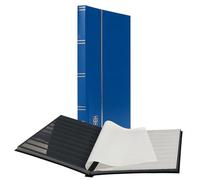 Leuchtturm 337308 Stamp Collecting Album - Insert Book Basic - 32 black DIN A4 pages - blue cover, unpadded