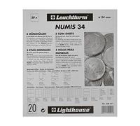 Leuchtturm 338571 Coin sheets NUMIS, 20 pockets up to 34 mm Ø, Pack of 5