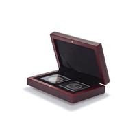 Leuchtturm 339048 Volterra coin case - square compartments for 2X Quadrum capsule coins - mahogany colour