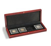Leuchtturm 339050 Coin case Volterra - square compartments for 4x Quadrum capsules coins - mahogany colour