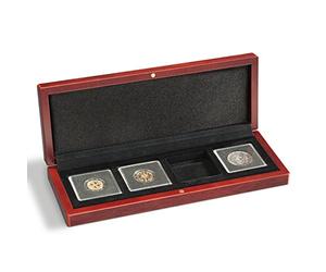Leuchtturm 339050 Coin case Volterra - square compartments for 4x Quadrum capsules coins - mahogany colour