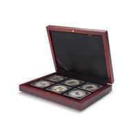 Leuchtturm 339052 Coin case Volterra - square compartments for 6 Quadrum coin capsules - mahogany colour