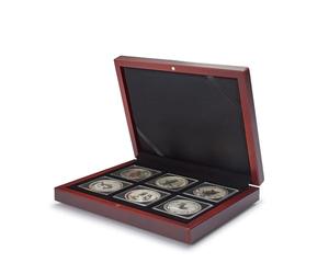 Leuchtturm 339052 Coin case Volterra - square compartments for 6 Quadrum coin capsules - mahogany colour