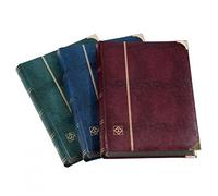 Leuchtturm 341943 Stamp Collection Album Comfort Deluxe - 64 black DIN A4 pages - padded, crocodile look - red