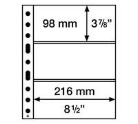 Leuchtturm 358074 Grande Easy plastic sheets, 3 horizontal pockets for banknotes, PP, clear, pack of 50