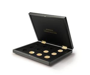 Leuchtturm 368468 Coin case Volterra Uno for 12 gold Sovereign coins, Great Britain - 252 x 205 x 31 mm, wood look, velvet
